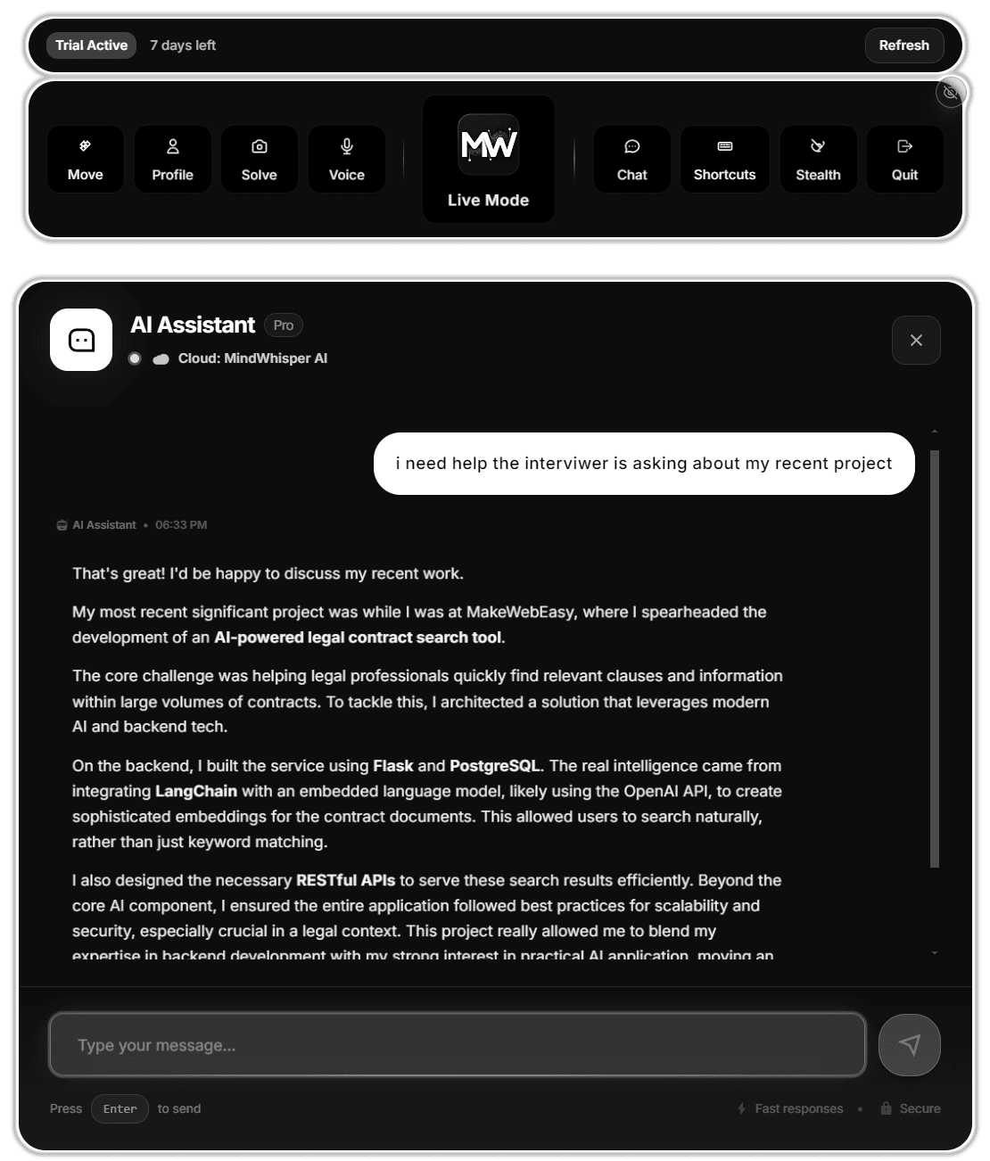 AI Chat Interface in Action