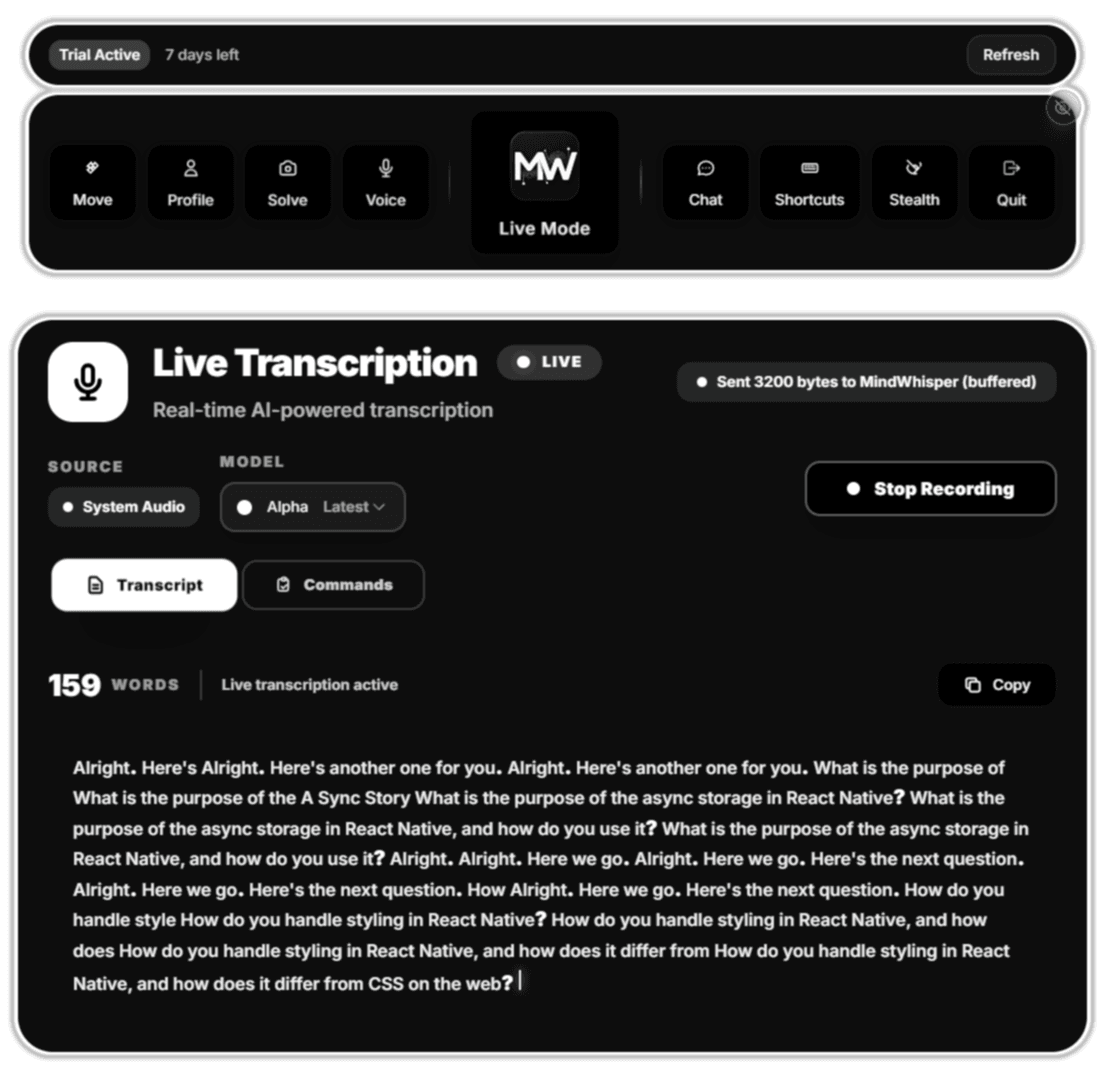 Live Mode Transcription